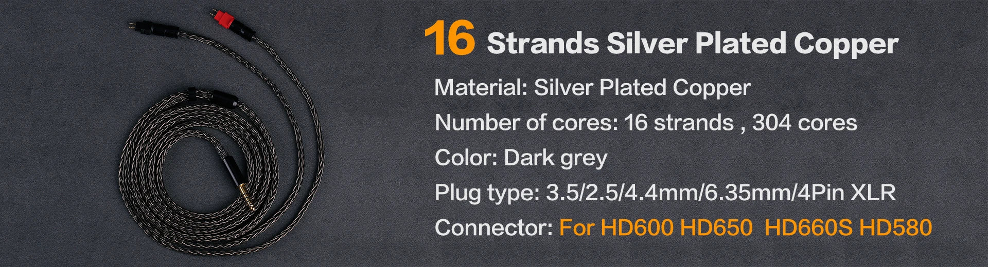 OPENHEART Kingwood 8 Core Litz OCC Headphone Cable 1 to 2 jack dual 3.5/2.5/4.4mm/XLR Pure copper Balanced Replacement Cable.