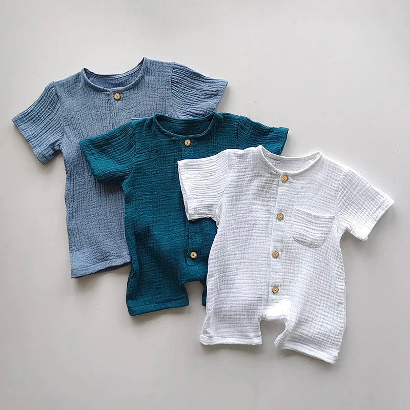 Neugeborenes Baby, Unisex, kurze Ärmel, Strampler aus Bio-Baumwolle, Rundhalsausschnitt, Marineblau, Strampler, Unisex, einteilige Sommer-Strampler-Kleidung.