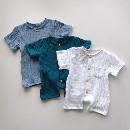 Neugeborenes Baby, Unisex, kurze Ärmel, Strampler aus Bio-Baumwolle, Rundhalsausschnitt, Marineblau, Strampler, Unisex, einteilige Sommer-Strampler-Kleidung.