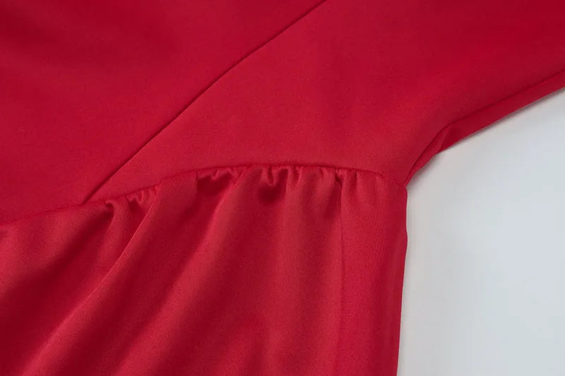 DGLUKE Elegantes rotes Minikleid für Damen, U-Boot-Ausschnitt, ärmellos, hohe Taille, A-Linien-Kleid, rückenfrei, plissiert, kurze Abschlussball-Party-Kleider.