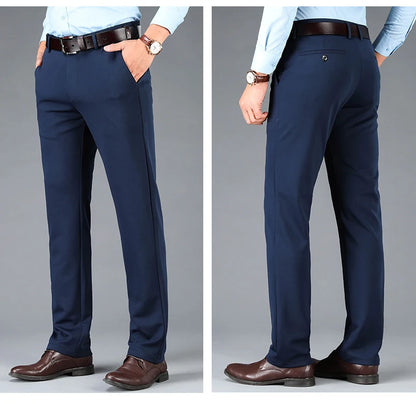 Men's Business Casual Pants Spring Summer Elastic Trousers Office Suit Pants Quick Dry Formal Pants Breathable Comfortable.