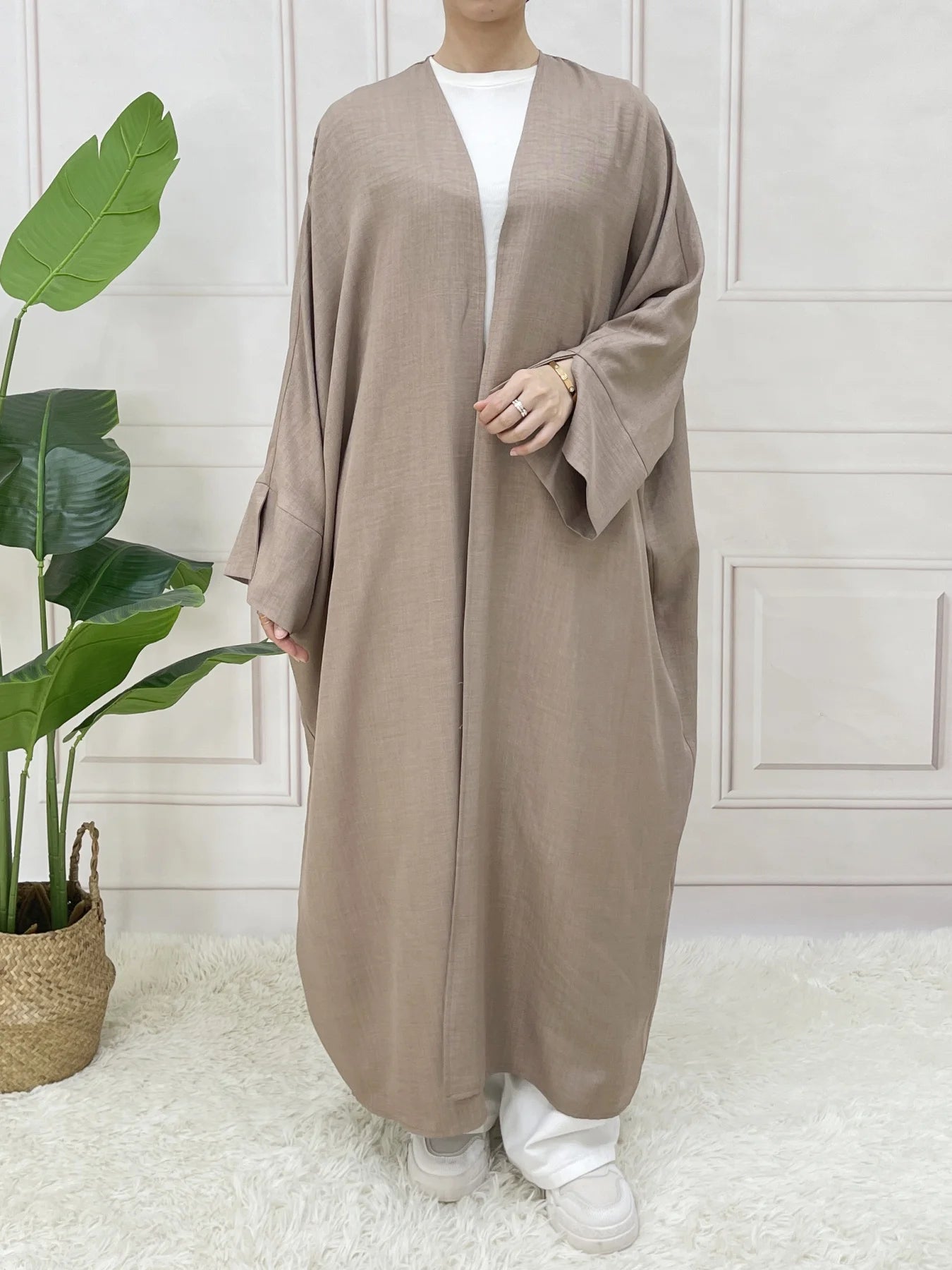 Split Sleeve Open Abaya Kimono Comfort Minimalist Muslim Outfit Islamic Clothing Modest Fashion Without Slip Dress.