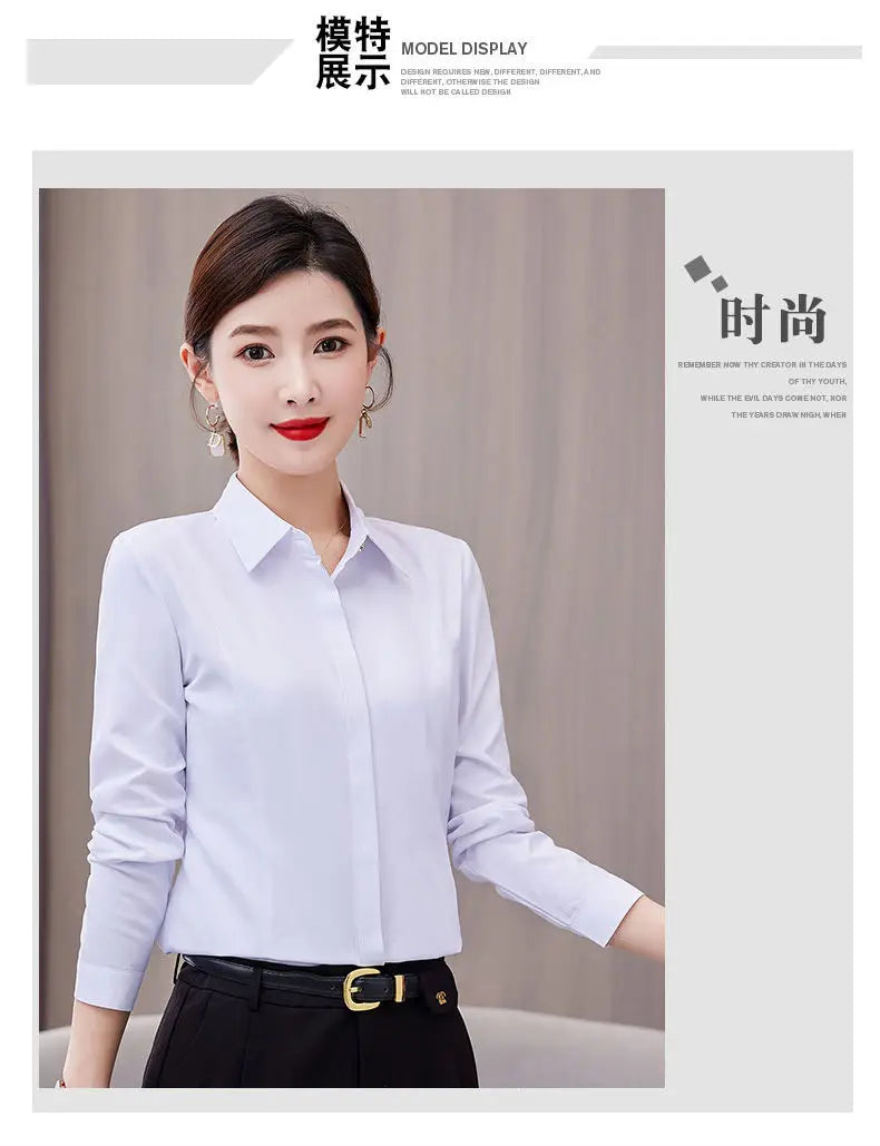 White Shirt Long-sleeved Slim Shirt Korean Style Professional Work Clothes Work Clothes.