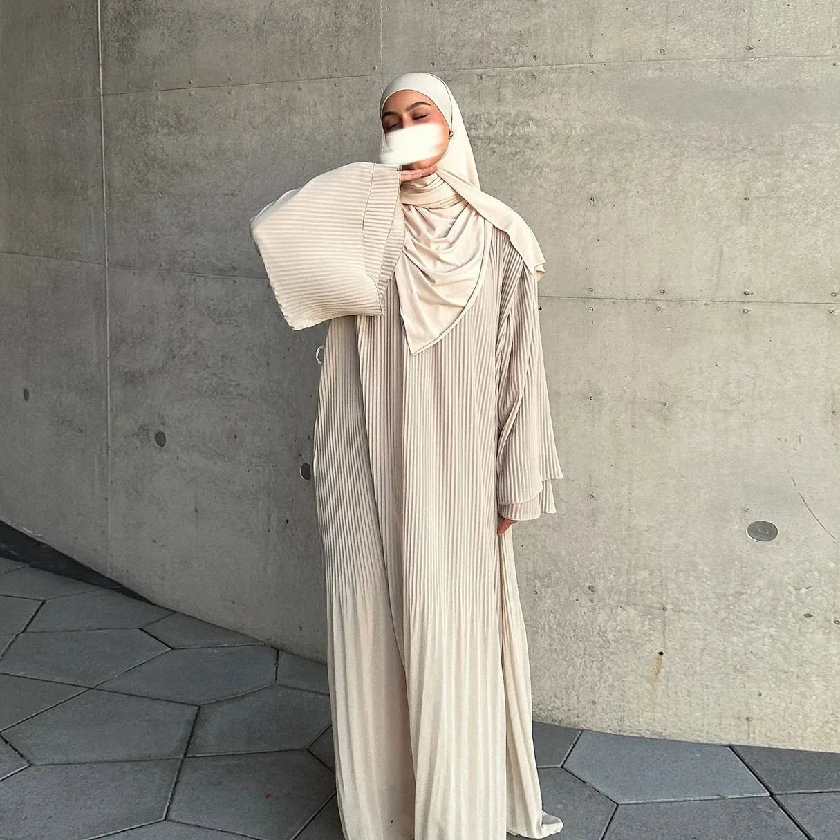 Eid Muslim Dress for Women Pleated Flare Sleeve Jalabiya Kaftan Islam Vestidos Arab Long Robe Ramadan Morocco Dubai Abayas 2024.