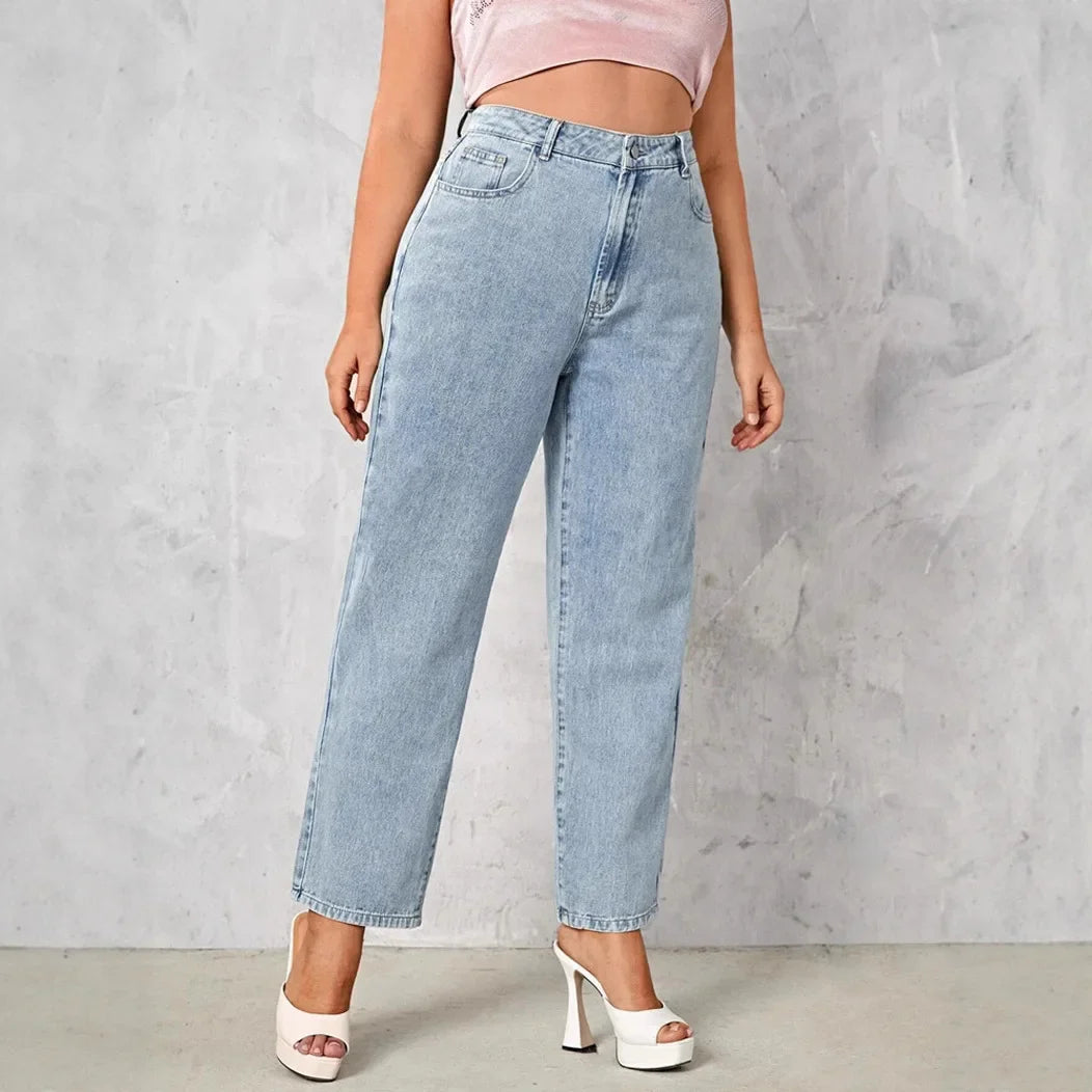 High Waist Wide Leg Women's Jeans Russian Style New 2025 Extended Version Fashionable Comfortable Female Clothing.