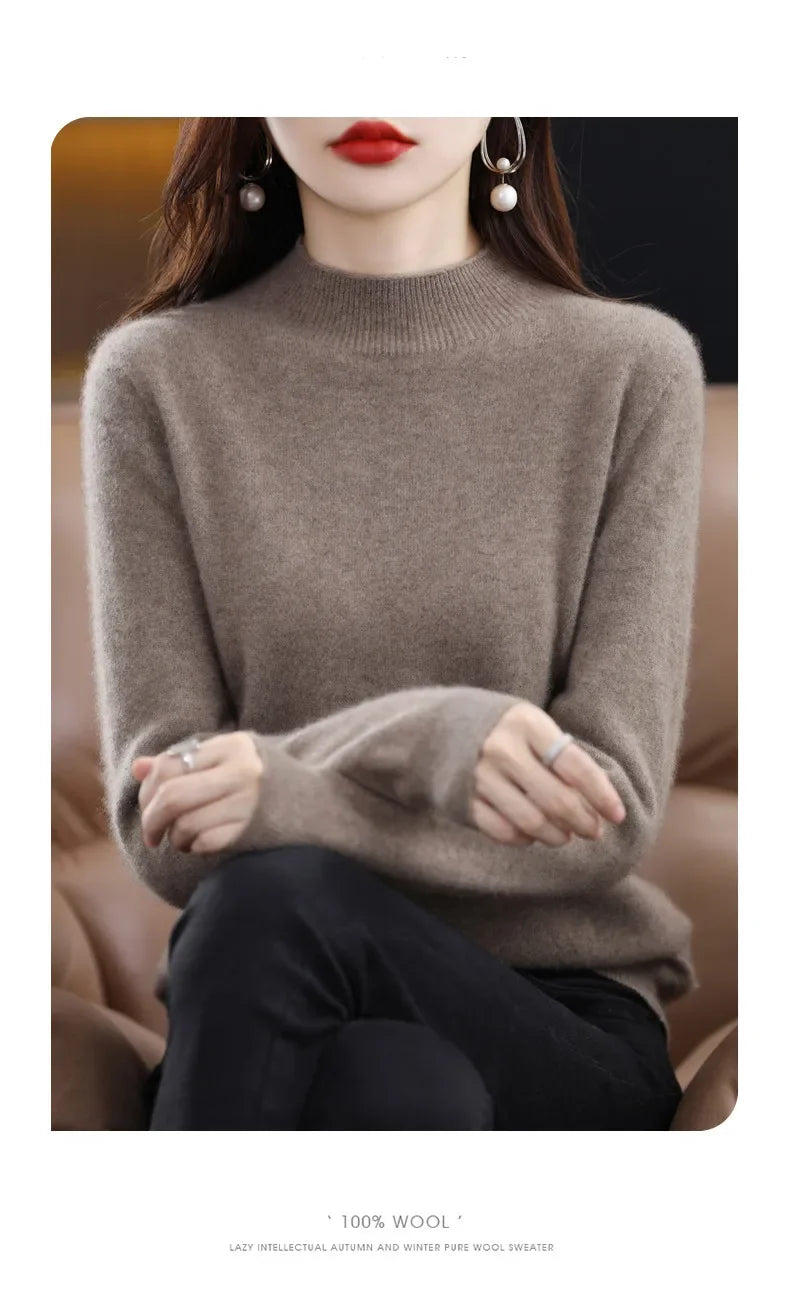 2025 Women's Casual Knit Tops Half-neck Pullover In Autumn And Winter New Cashmere Sweater Women's Coat 19 Colors.
