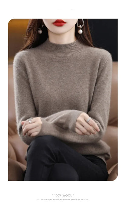 2025 Women's Casual Knit Tops Half-neck Pullover In Autumn And Winter New Cashmere Sweater Women's Coat 19 Colors.