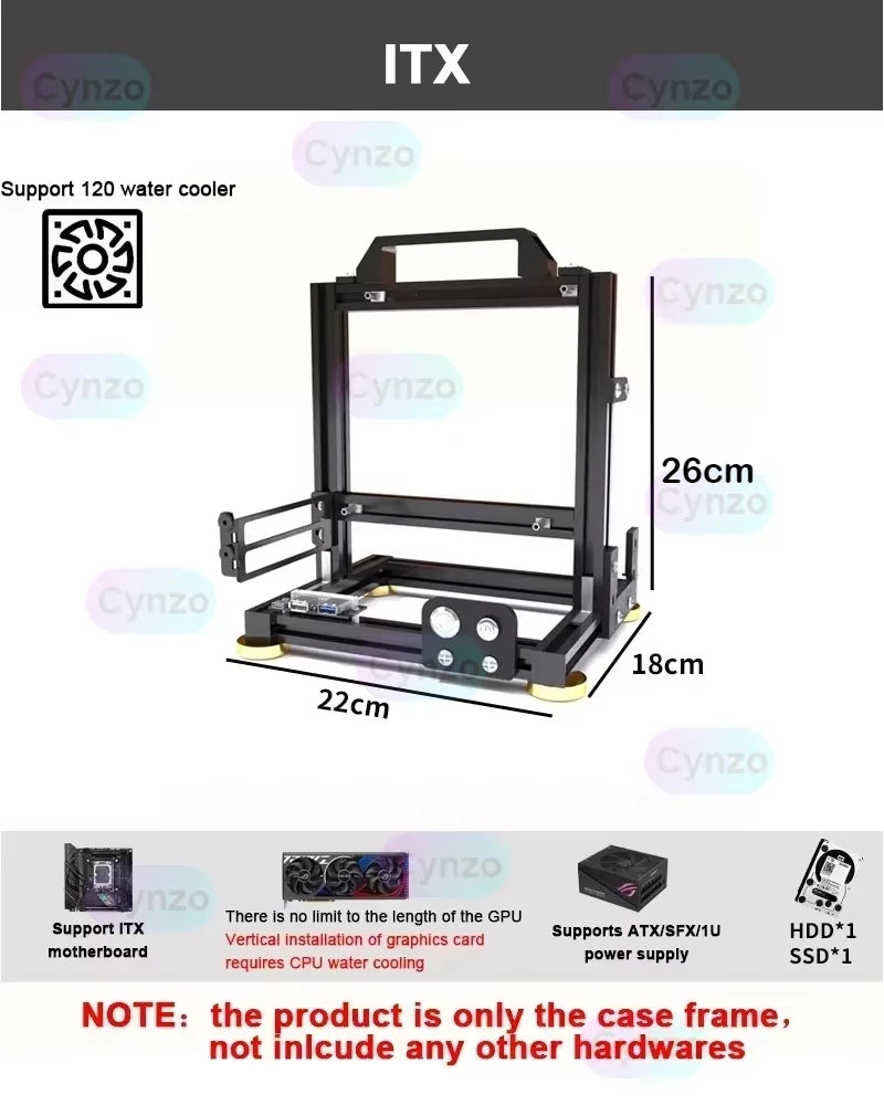ITX MATX ATX Gamer Cabinet,MOD Desktop PC Case Open Frame Rack,Water Cooler Computer Gaming Chassis Vertical Personality DIY.