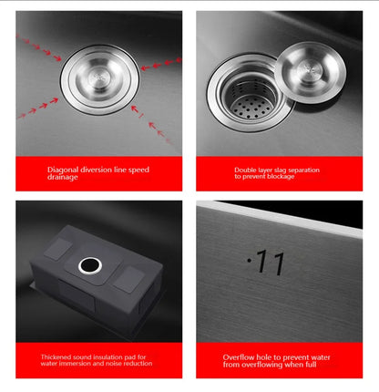 Stainless Steel Kitchen Sink Large Single Slot Undermount Basin Household Washbasin Multifunctional Sinks Apartment