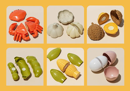 Kid Pretend Play Kitchen Toy Set Simulation Cut Fruit Vegetables Sensory Game Make Pizza Food Cook Girl Interactive Education To