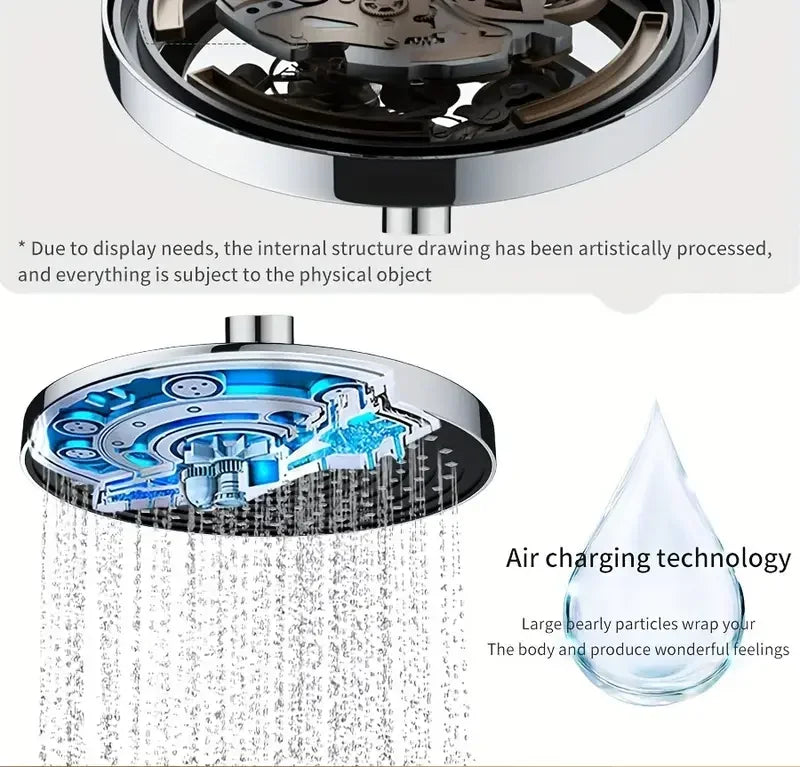 25cm Top Spray Large Water Volume Booster Shower Head Pressurized Single Head Home Bathroom Shower Head Set