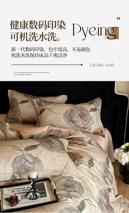 Cotton Bedding Set Luxury Soft Duvet Cover Flat Sheet Pillowcases Single Double Queen King Size Quilt Cover Set