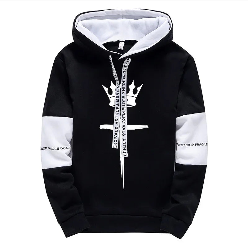 Cross Crown Print Sweatshirts Sweatpants High Quality Street Fashion Tracksuit 2025 Fall/winter Men's Sportswear 2pcs Set.