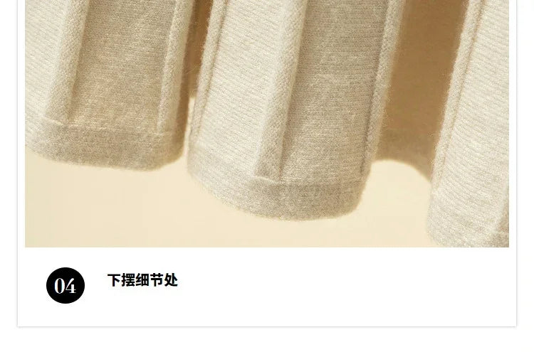 2025 Brand Designer Women Autumn Winter Thick Elegant Chic Solid Pleated Skirt High Waist Luxury Fashion With Elastic Female