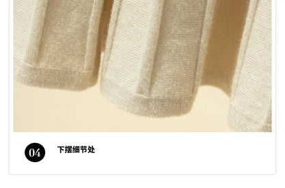 2025 Brand Designer Women Autumn Winter Thick Elegant Chic Solid Pleated Skirt High Waist Luxury Fashion With Elastic Female