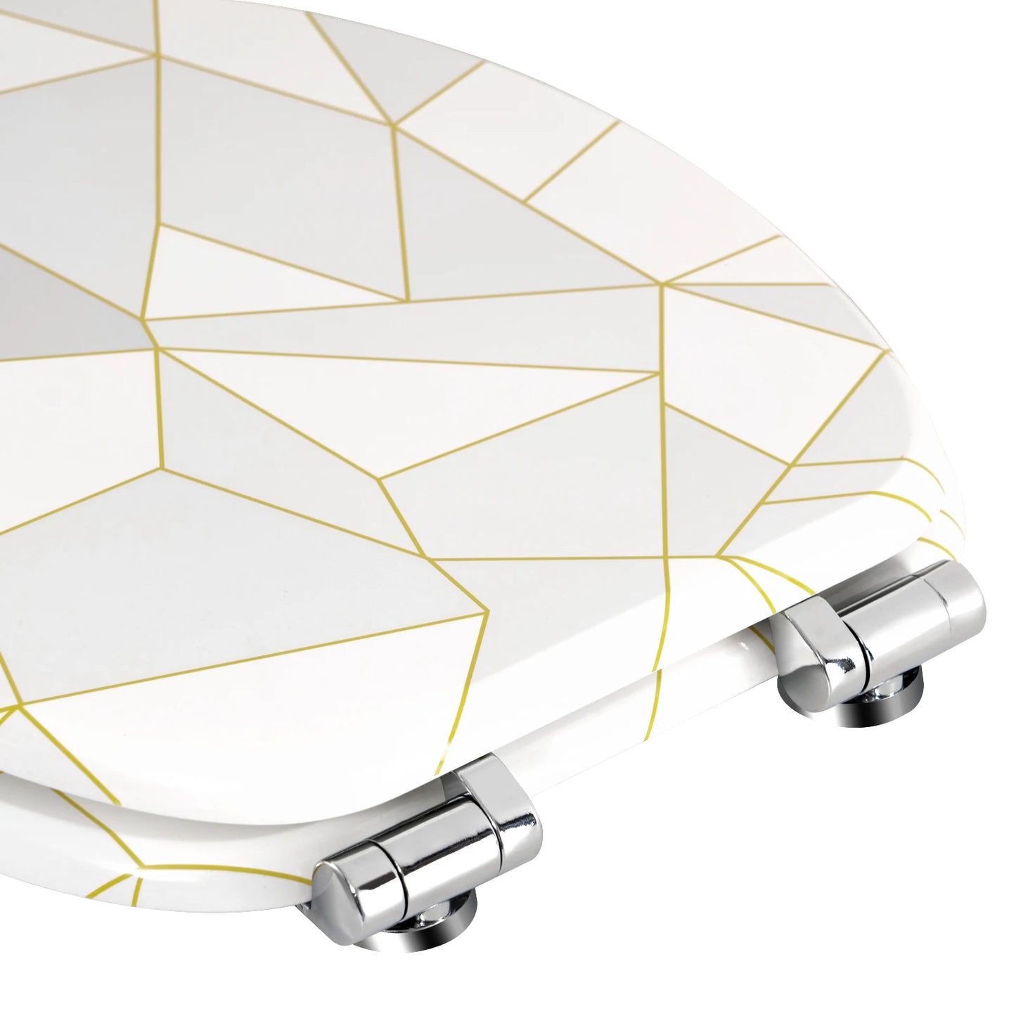 O-förmiger Toilettensitz, verstellbare Scharniere, Toilettendeckel mit Motiv, Soft-Close-Mechanismus für Badezimmer