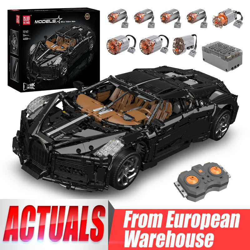 Mould King 13163 Technical Car Building Block The Remote Control La Voiture Noire Sport Car Model Toys Kids Christmas Gifts.