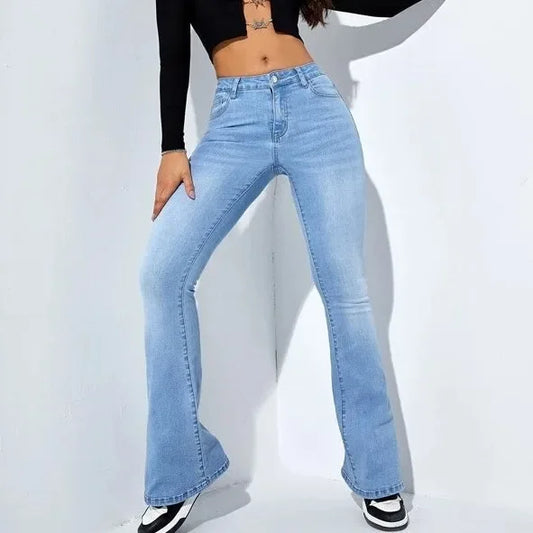Jeans Women Denim Pants Long Pant Sheath Slim Fit Sexy Solid Mid Waist Button Pocket Trousers Straight Hip Wrap Casual.
