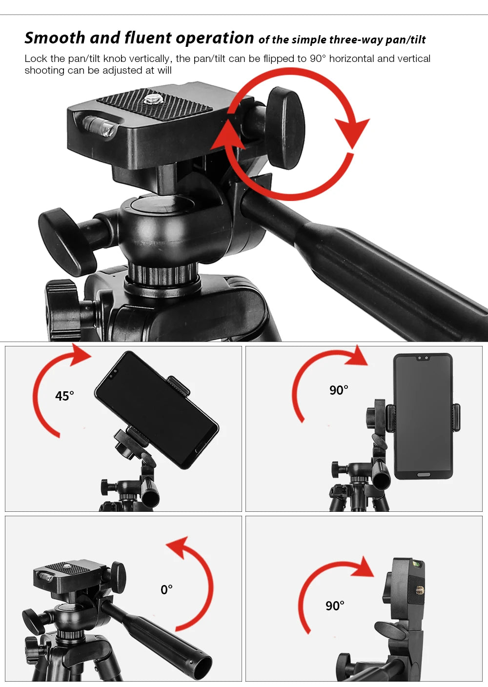 KINGJOY Aluminum Tripod 0.3KG with Quick Release Plate and 360° Head for Sony/Nikon/Canon DSLR and Smartphones,Camera,Live,Vlog.