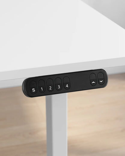 SONGMICS Höhenverstellbarer Schreibtisch elektrisch, Schreibtischständer, Doppelmotor, mit Haken, stufenlos verstellbar