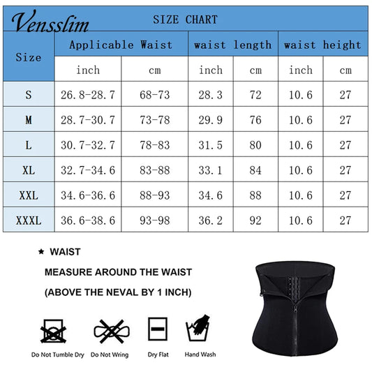 Vensslim Waist Trainer Tummy Control Wrap Women Zipper Slimming Girdle Body Shaper Belt Hpt Thermo Neoprene Sauna Sweat Cincher.