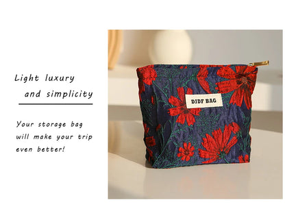 Mini Female Cosmetic Bag Portable Red Soft Small Sanitary Napkin Storage Bag Commuter Coin Key Bag Portable Bank Card Bag.