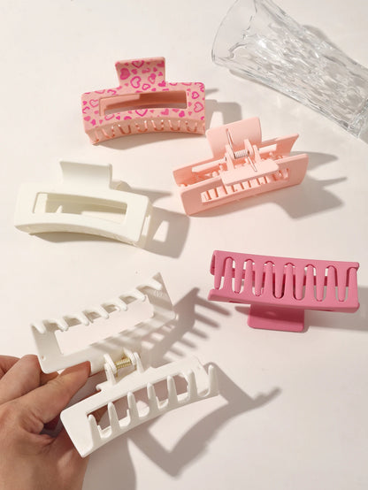 3 Pcs Frosted Cream Color Transparent Fruit Shark Scratch Clip-ins Style Back of Head Premium Wind Plate Women Hair Accessories