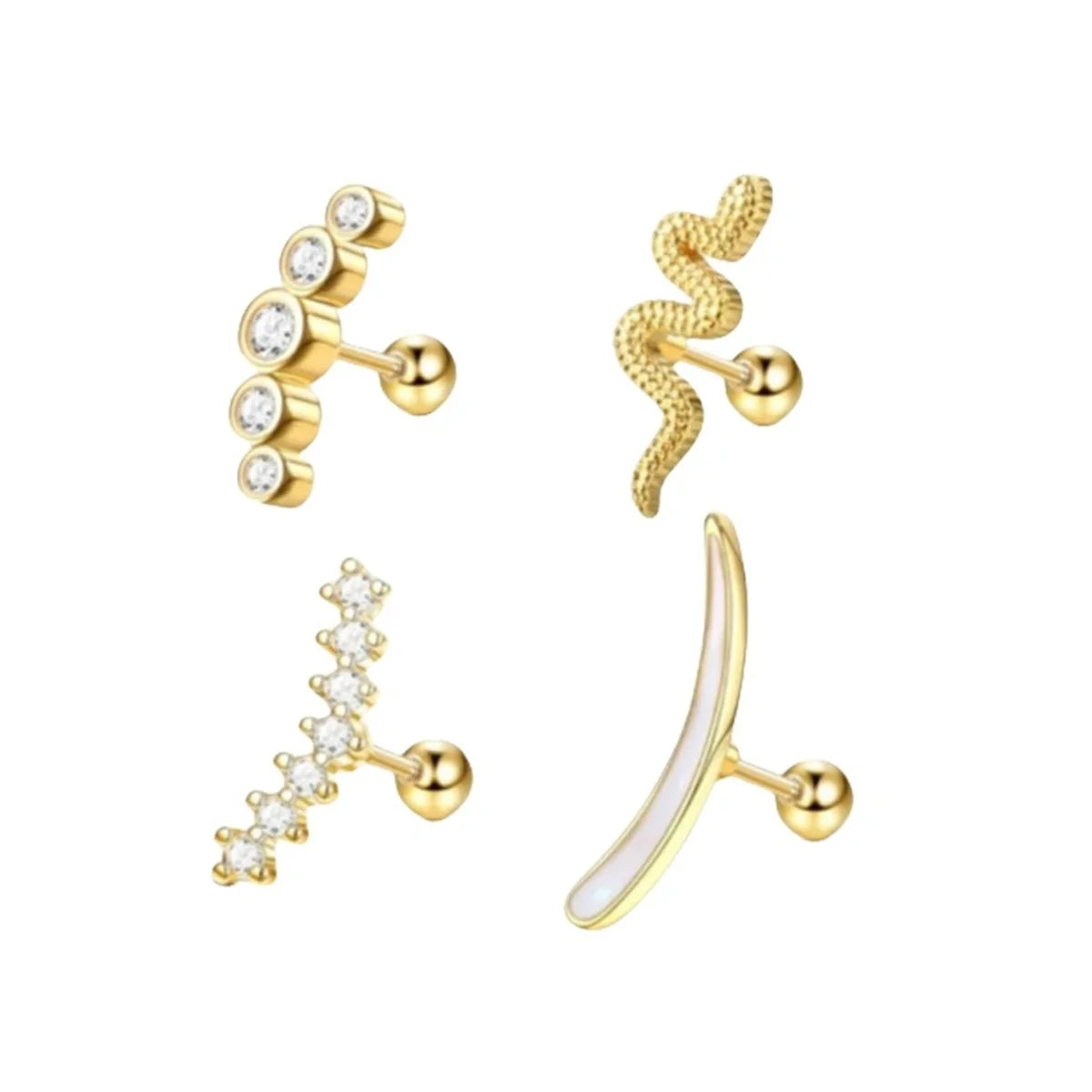 1/4/6/8Pcs 16G Stainless Steel Screw Back Stud Earrings for Women,Cubic Zerconia Cartilage Conch Helix Ear Piercing Jewelry.