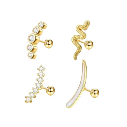 1/4/6/8Pcs 16G Stainless Steel Screw Back Stud Earrings for Women,Cubic Zerconia Cartilage Conch Helix Ear Piercing Jewelry.