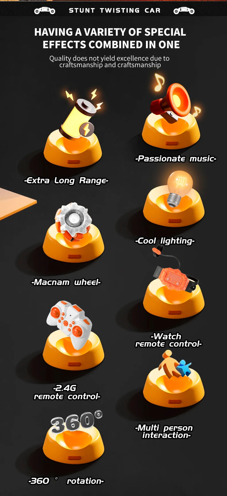 Teeggi S922 2.4G RC Stunt Car 4WD Double Remote Control 360° Degree Rotation RC Off Road Climbing Kids Rc Drift Car Toy for Gift.