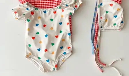 2025, Sommer Baby Badeanzug Koreanischen Stil INS Gedruckt Infant Ein Stück Overall Kleinkind Mädchen Schwimmen Body Mit Hut.