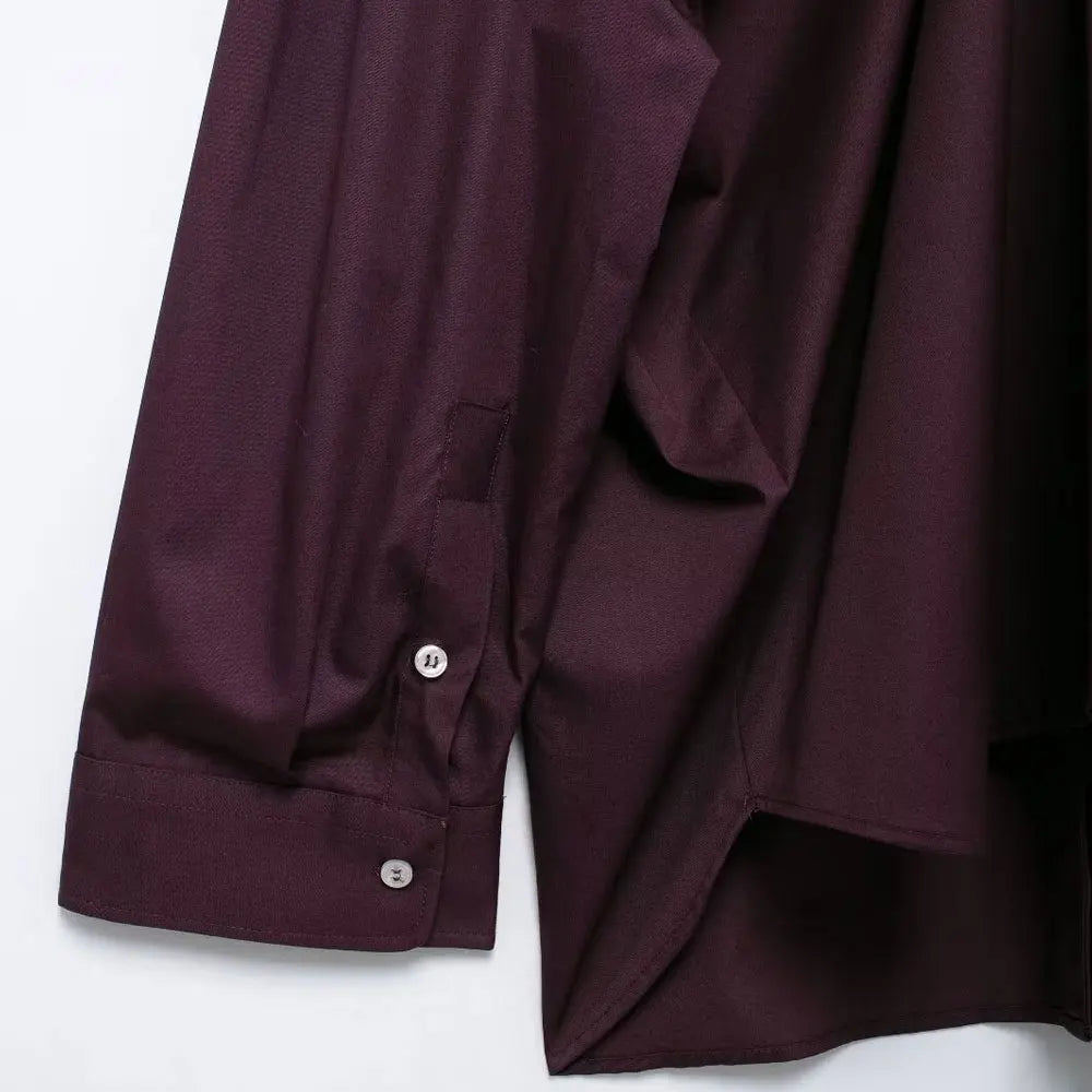 Oversized Pleated Back Shirts for Women, Long Sleeve, Button-up, Female Blouses, Chic Tops, Fashion.