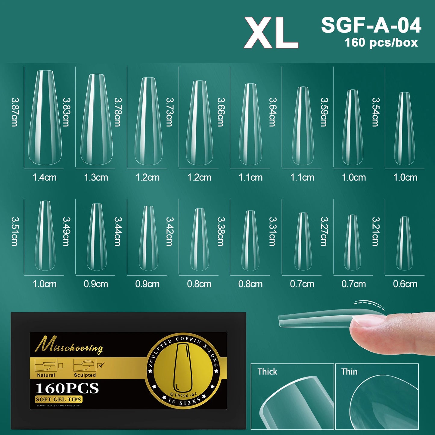 16 Sizes Curved Arch Soft Gel False Nail Tips Full Cover Press on Almond Capsules French Coffin Artificial Fake Nails Extension