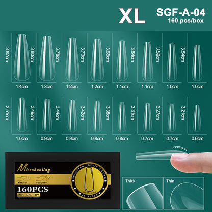 16 Sizes Curved Arch Soft Gel False Nail Tips Full Cover Press on Almond Capsules French Coffin Artificial Fake Nails Extension