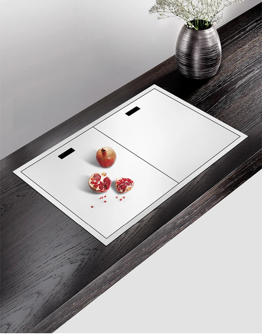 ASRAS New kitchen Sink Double Cover hidden Single Large Size 304 Stainless Steel 4mm Thickness Handmade Brushed kitchen Sink