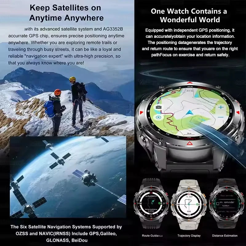 2025 New Military T-Rex 3 GPS Sports SmartWatch Compass Altimeter IP69K Waterproof Battery Call heart rate Fitness Bracelet Men.