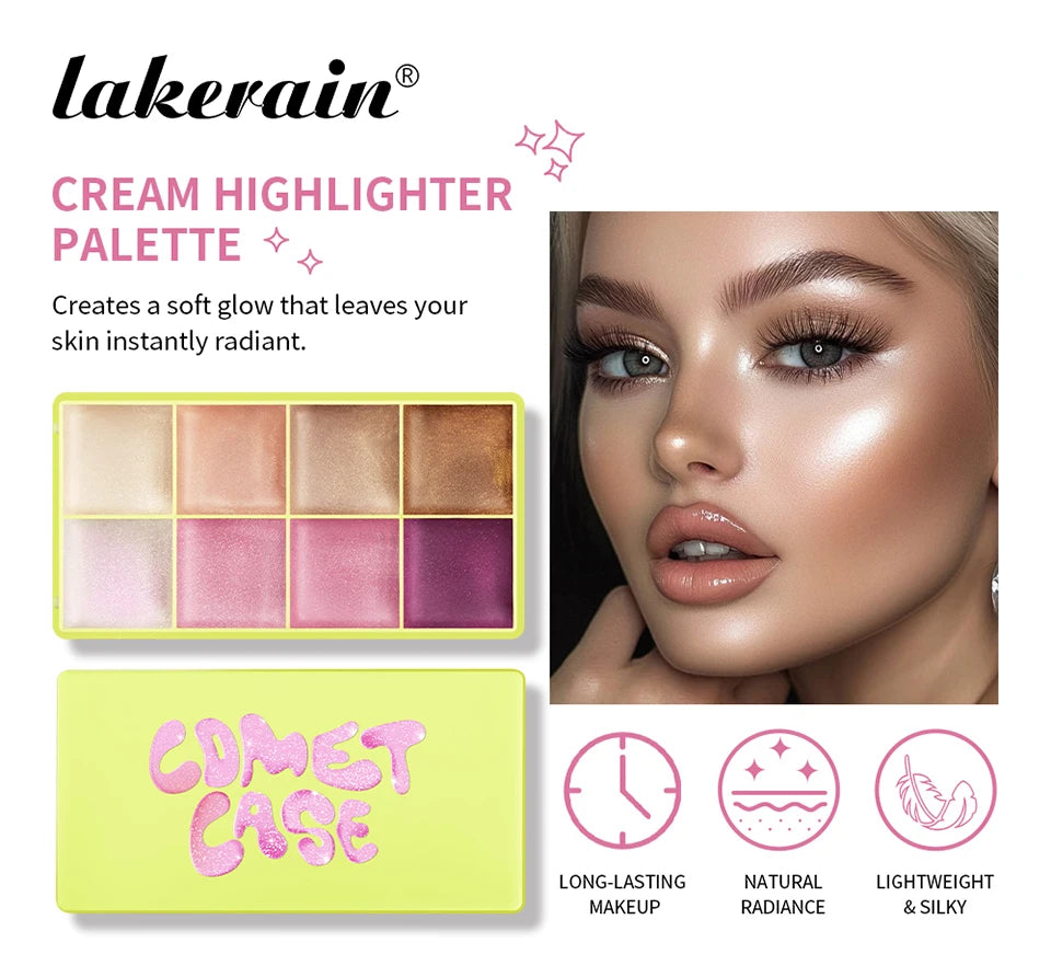 Curve Case Cream Eyebrow Cream Blush Highlighter Palette Matte Shimmer Finishes Shadow Tones Long-Lasting Cosmetics.