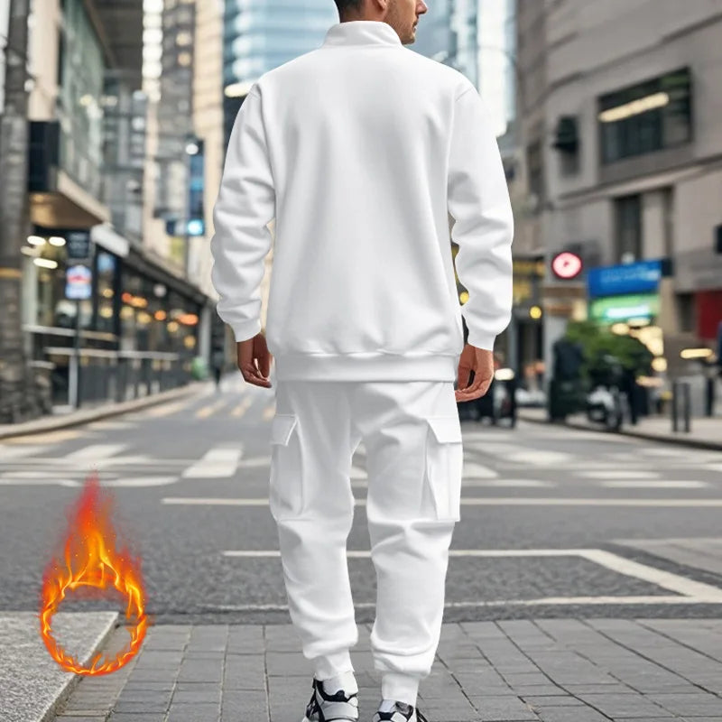 2024 Herbst und Winter Herren-Sporthosen-Set aus lässigem Samt mit warmem Reißverschluss.