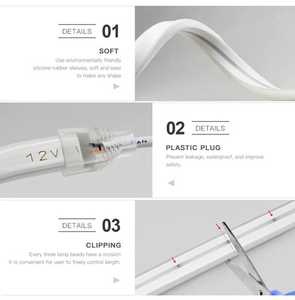 DC 12V Neon Light LED Strip Penetrable Wood Hand Sweep Touch Sensor Switch Dimmable Neon Rope Tube Lamp DIY Home Garden Decor.