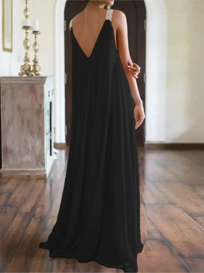 Sommer Frauen Boho Kleid Mode Spaghetti Strap Schwarz Ärmelloses Strand Party Casual Langes Kleid für Frauen Robe Neue 2023.