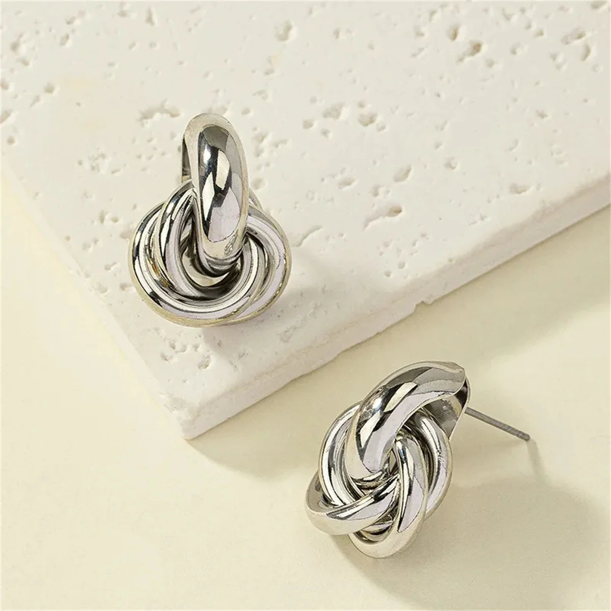 2Pcs Trendy Stainless Steel Gold Color Knot Hoop Earring For Women,Shiny Cute Tragus Cartilage Ear Stud Suitable Give Girlfriend.