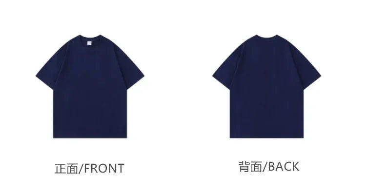 Summer Light Green Heavy Weight 300G Short Sleeved T-shirt Cotton  Men's Loose Casual Base Shirt Korean Tee Women's