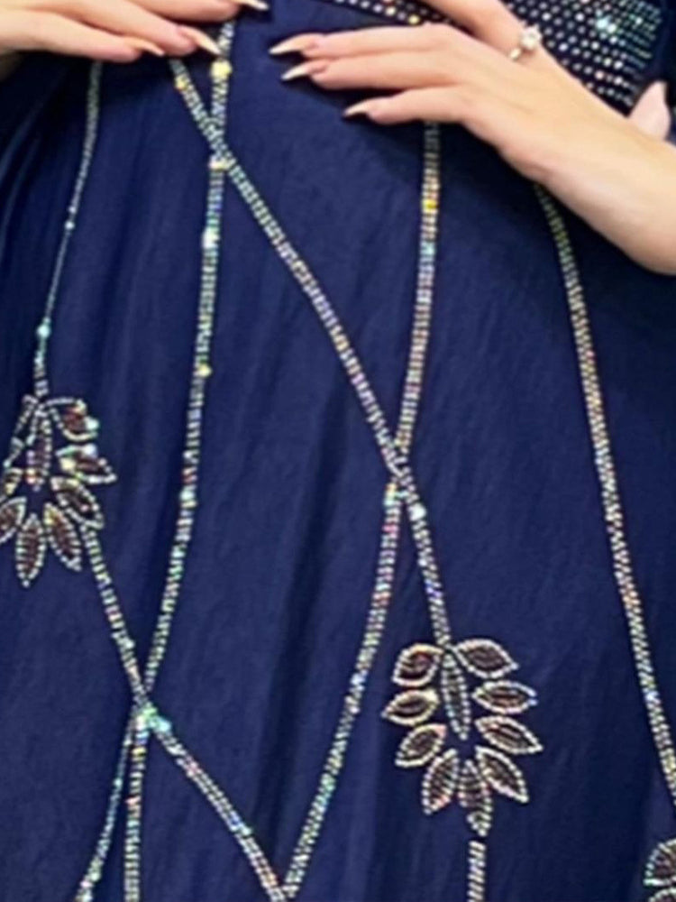 Türkei Muslimischen Kleid Frauen Abaya Diamant Spitze-up Party Kleider Marokkanischen Kaftan Ensemble Femme Musulmane Hijab Vestidos.