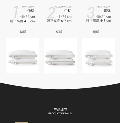 Class A cotton soybean fiber pillow core washable five-star hotel pillow adult neck protection household feather velvet pillow.