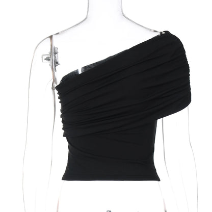 Dulzura One Shoulder Sleeveless Ruched Backless Bodycon Tank Top Women'S Solid Sexy Elegant Y2K Top Party Clubwear Summer Outfit