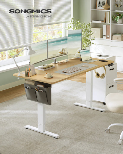 SONGMICS Höhenverstellbarer Schreibtisch elektrisch, 160 x 70 cm, verstellbarer Tisch, Memory-Funktion für 4 Höhen, für Büro