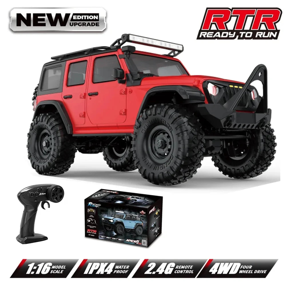 HB R1601 RC Car 1:16 2.4G 4WD Off-Road Remote Control Cars with LED Crawler Trucks Climbing Vehicle Model Toys for Kids Adult.
