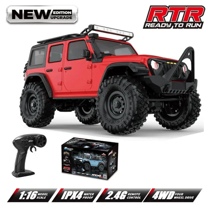 HB R1601 RC Car 1:16 2.4G 4WD Off-Road Remote Control Cars with LED Crawler Trucks Climbing Vehicle Model Toys for Kids Adult.
