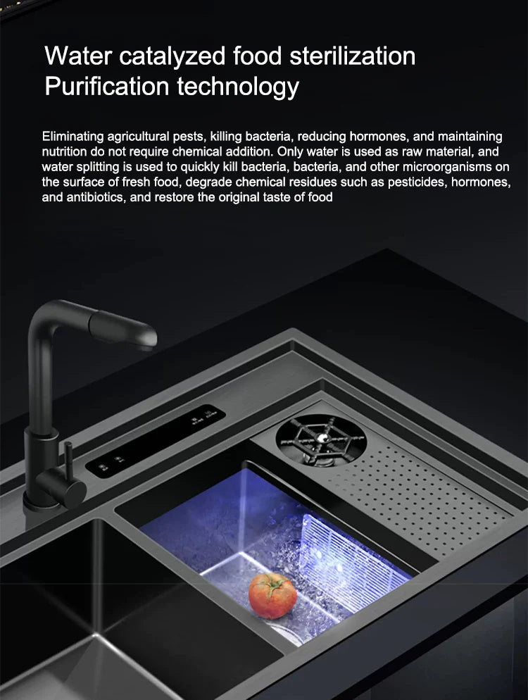 Kitchen Sink Stainless Steel Dishwashing Sink Ultrasonic Sink Dishwasher Multifunctional Intelligent Net Washer For Kitchen