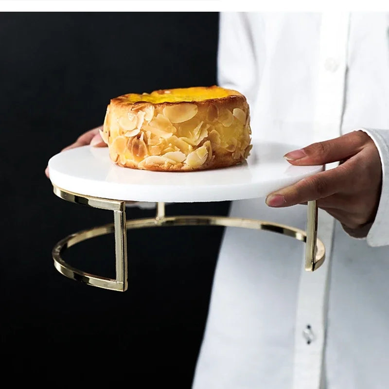 Nordic Marble Cake Dessert Tray Decoration Modern Simple Home Makeup Tools Jewelry Storage Plate Fruit Snack Chocolate Display.